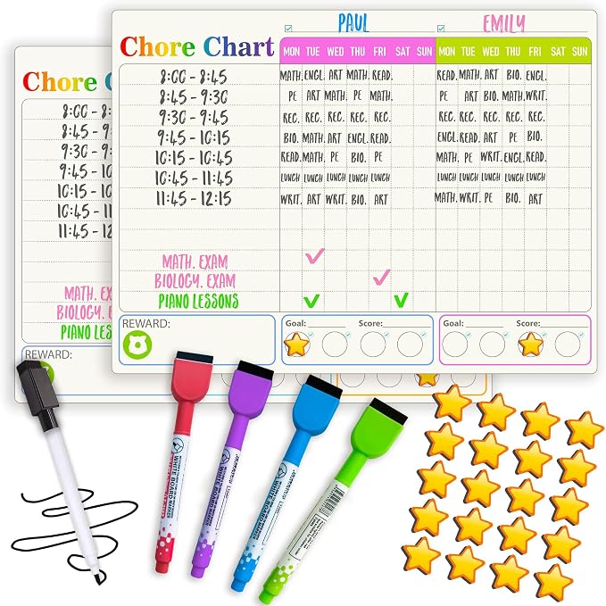 Magnetic Chore Chart for Kids Multiple Kids - Dry & Erase Board for Family - Image 7