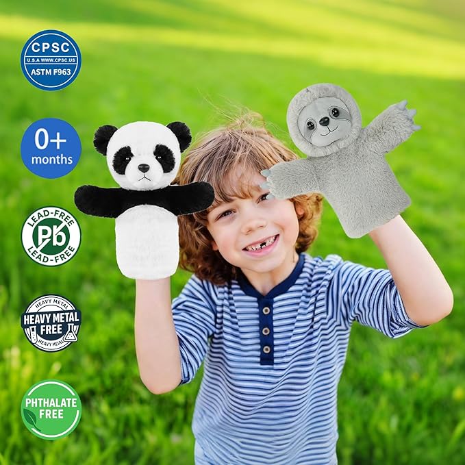 Hand Puppet Toy Speech Therapy Learning Tool Soft Stuffed Animal for Children Adults Family Fun Adult Size Fit Educational Gift Toddler Toy Sloth
