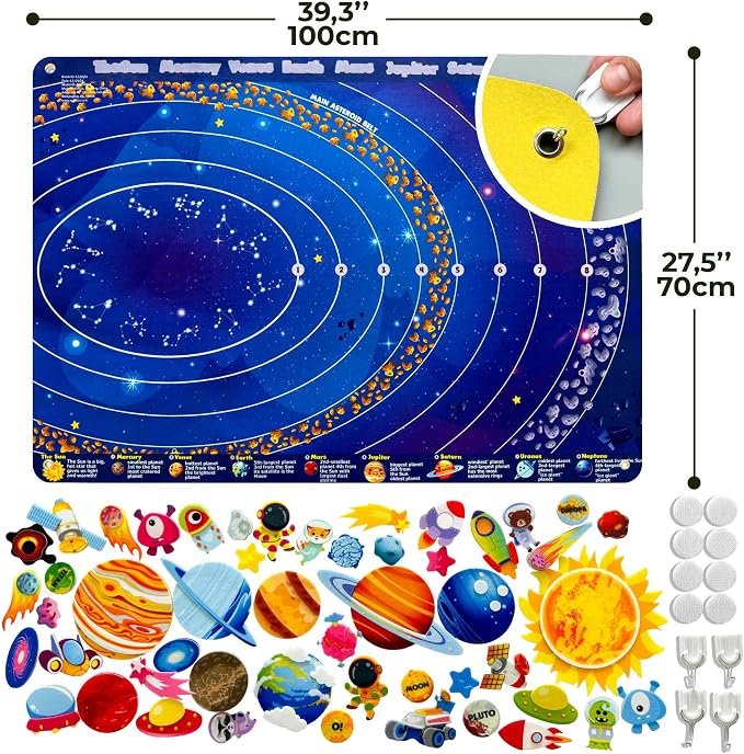 Space Felt Board for Kids 3-5 Years Old - Preschool Learning Activities - Image 2