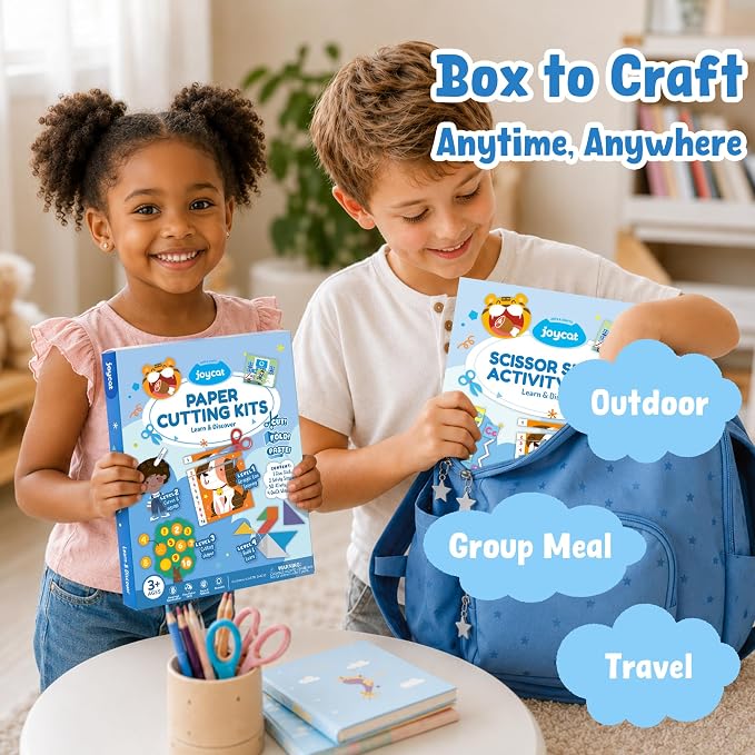 JoyCat Scissor Skills Activity Kit, Toddler Scissors Ages 3-5, Learning - Image 4