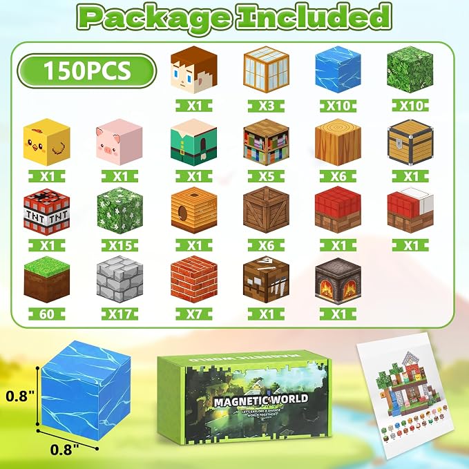 150PCS Magnetic Blocks - 0.8" Magnetic Building Blocks for Kids - Image 3