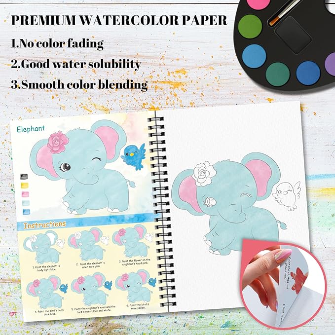 Paint with Water Books for Kids Ages 2-4 4-8, Watercolor Coloring Book for Kids, Toddlers Watercolor Painting Book, Water Color Paint Set for Kindergarten Art Craft Drawing Gift
