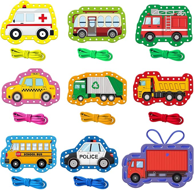 Vehicle Lacing Cards, Sewing Kit for Kids,Fine Motor Skills Toys by Unknown