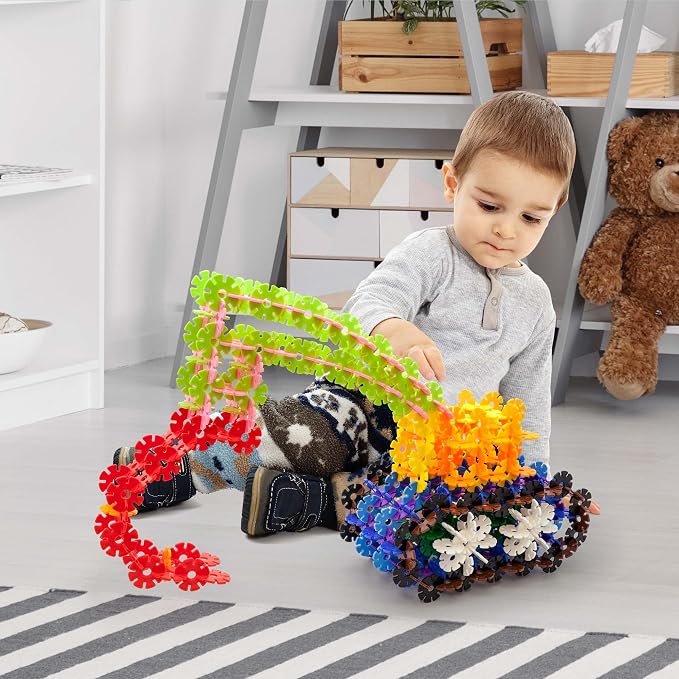 PicassoTiles 550 Piece Building Chips Interlocking Construction Toys Creative Disc Block Toy Kit 3D Stacking Puzzle STEM Learning Early Education for Preschool Montessori Kids Boys Girls Age 3 PTF55 - Image 2