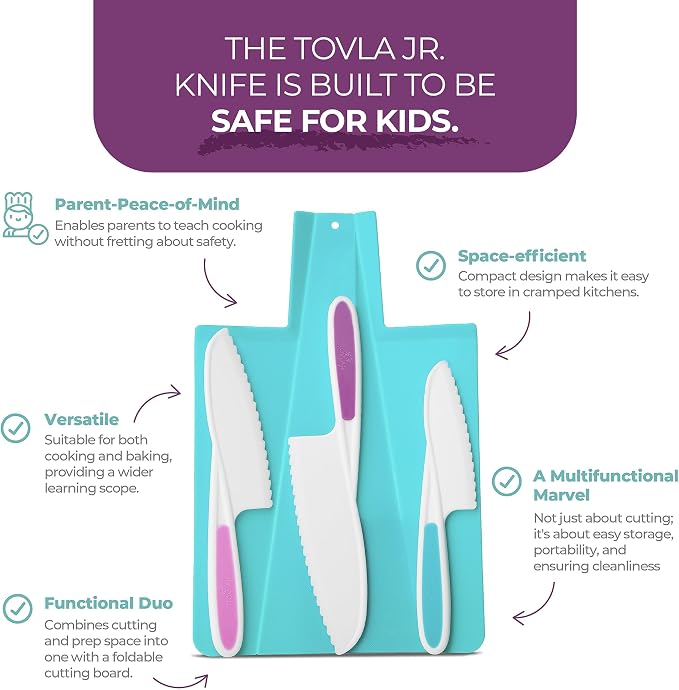 TOVLA JR. Premium Montessori Kid-Safe Knife & Cutting Board Set – Real Kitchen Tools for Toddlers & Young Kids Learning to Cook, Safe & Easy for Begin... - Image 3