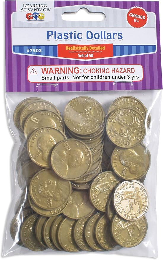 Learning Advantage Play Dollars - Set of 50 Plastic Coins - Designed and - Image 6