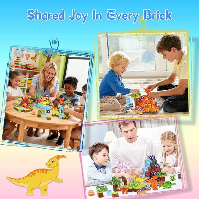 158PCS Magnetic Blocks- Magnetic Cubes 3D Dinosaur World for Kids STEM Construction Toys - Learning Educational Magnetic Building Blocks for Boys & Girls Ages 3 4 5 6 7 8 9 Christmas Birthdays Gifts