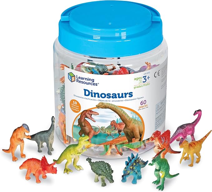 Learning Resources Dinosaur Counters - 60 Pieces, Ages 3+, Toddler Montessori Toys, Stacking Shape, Gifts For Boys And Girls, Sorting And Matching Skill Activities by LearningResources