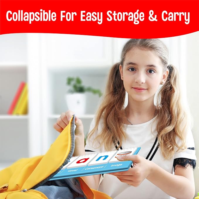 CVC Word Flip Chart - Double Sided 40 Short Vowel Word Flashcards, Freestanding, Educational Learning Tool for School Supplies - Image 6