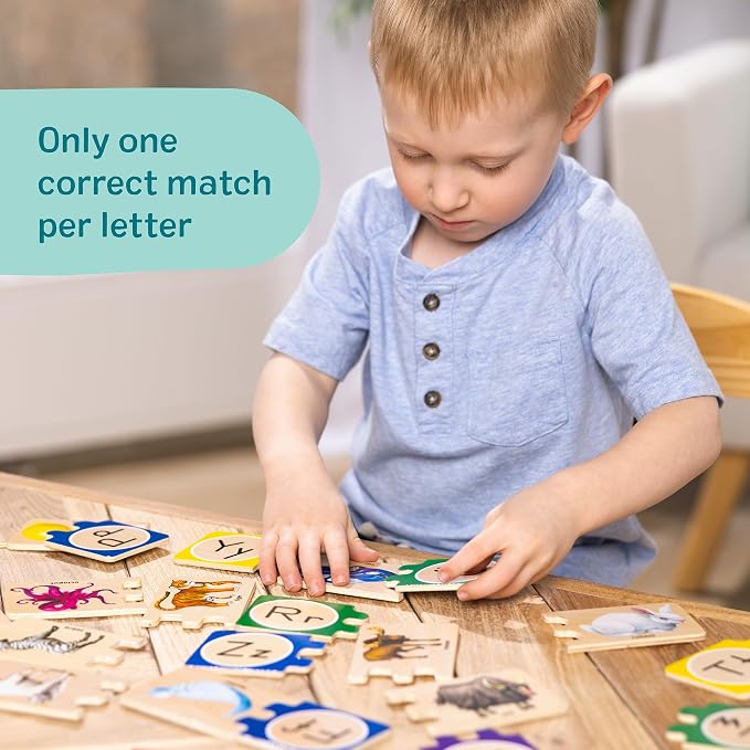 Melissa & Doug Self-Correcting Alphabet Wooden Puzzles with Storage Box (52 pcs) ABC Puzzles, Wooden Alphabet Puzzle for Kids Ages 4+ (Pack of 6) - Image 3