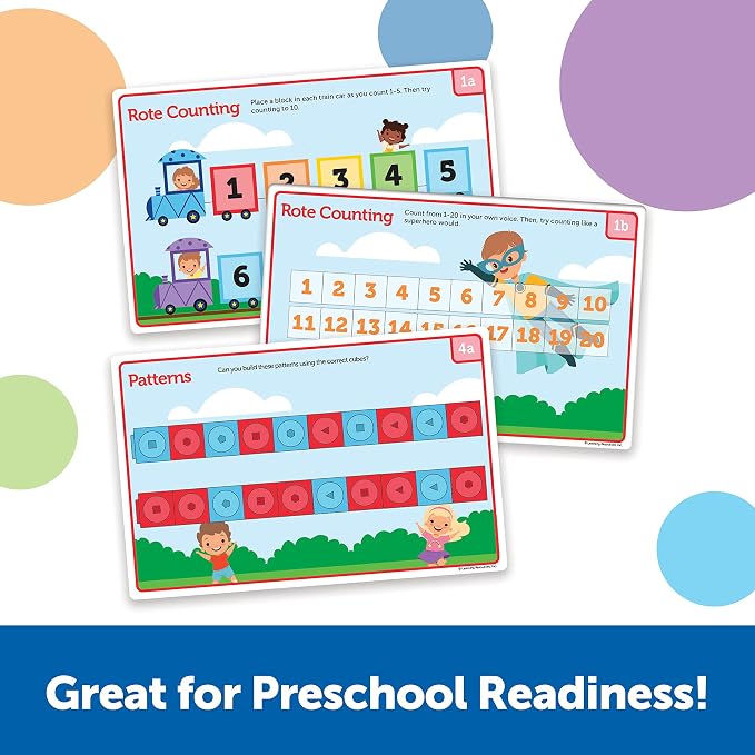 Learning Resources MathLink Cubes Preschool Math Activity Set - Classroom Must Haves, Teacher School Supplies, Toddler Montessori Toys,Building Blocks, Math Manipulatives, Homeschool Games - Image 3