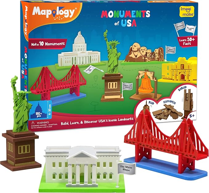 Imagimake Mapology USA Map with Capitals Monuments of USA Bundle | 3D Puzzles for Kids | Learning States and Capitals | Educational Toys for Kids Ages 5 6 7 Years - Image 6