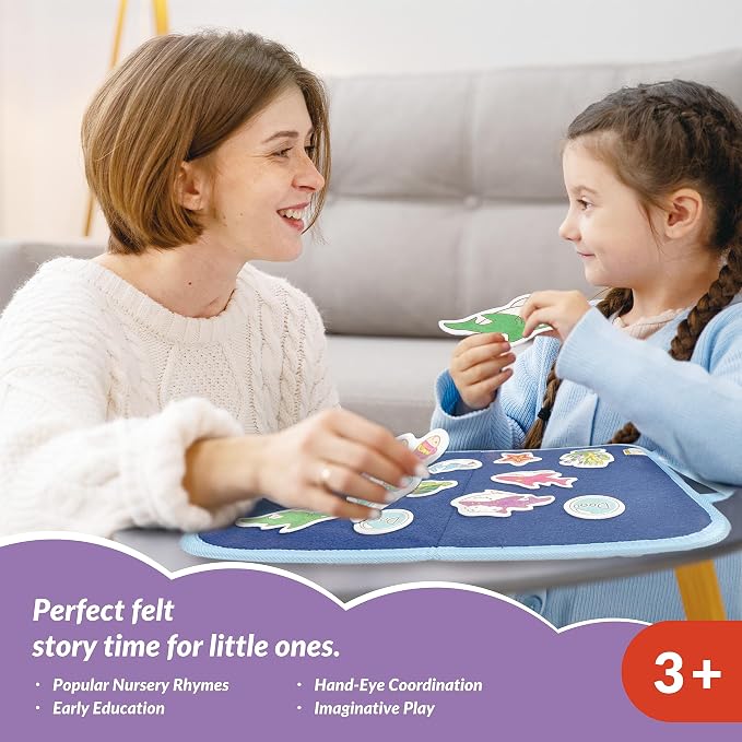 CHEFAN Felt Flannel Boards Stories Precut Figures for Toddlers Preschool, Craft Toy Gifts for Kids, Storytelling Interactive Teaching Activity Kits,Wheels On Bus,Baby Shark,Itsy Bitsy Spider,Bingo - Image 2