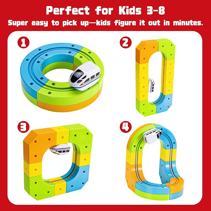 Electric Train Set for Kids Ages 3-8 - Modular 3D Flexible Race Track Building Toy with Gravity-Defying 360° Movement, STEM Learning Fun Gift(84 pcs Value Set) - Image 3