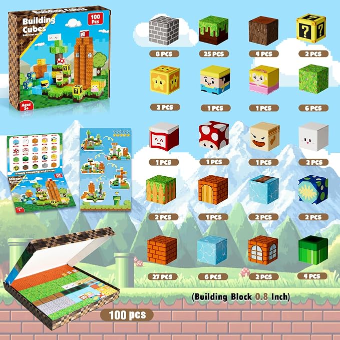 ToyUnited 100PCS Magnetic Blocks - Magnet Building Blocks, Stacking Magents Cubes Toys, STEM Montessori Sensory Toys for Kids Boys and Girls Ages 3 4 5 6 7 8 9 10+ Birthday Gifts - Image 2