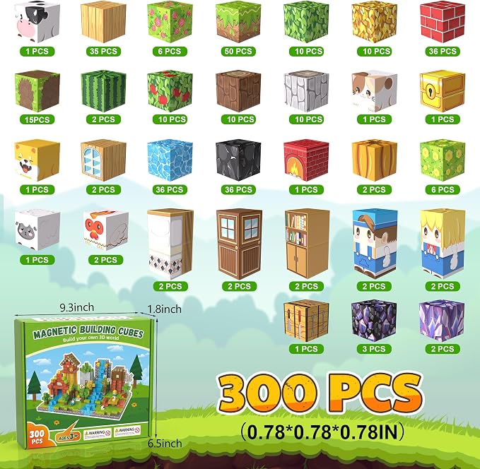 300PCS Magnetic Blocks, Magnetic Building Blocks, 0.78in Magnetic Building - Image 3