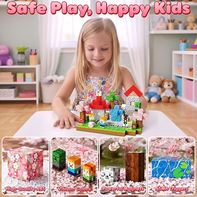 200PCS Magnetic Blocks, Building Cubes, Girls Kids Gifts Toys - Image 6