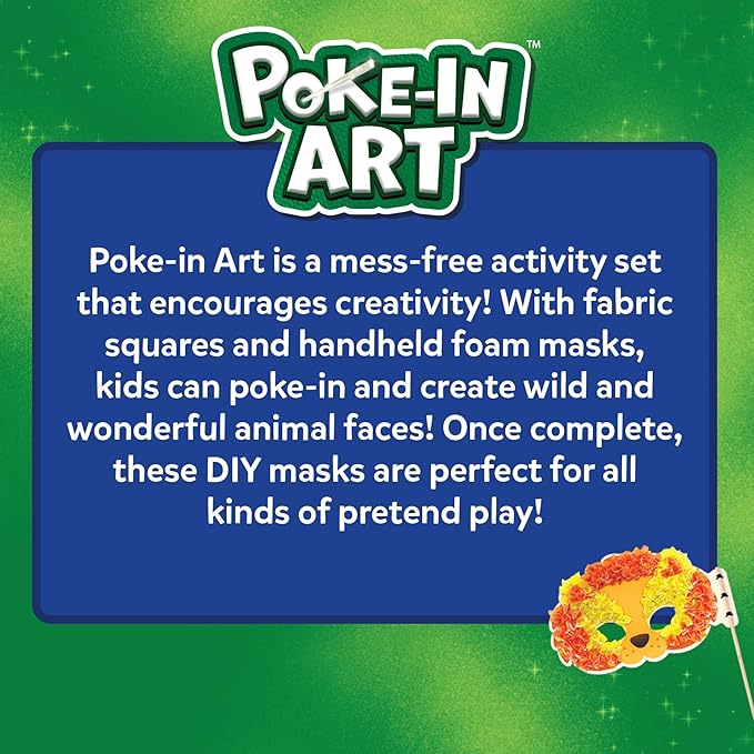 Skillmatics Poke-in Art - Animal Masks, Mess-Free Fun for Kids, DIY Wood Craft Kits, Creative Activity, Gifts for Girls & Boys Ages 4, 5, 6, 7, 8, 9