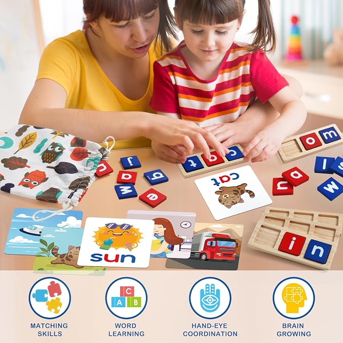 CVC Word Spelling Games, Learning Toys Gifts for 3 4 5 6 Year Old Kids - Image 4