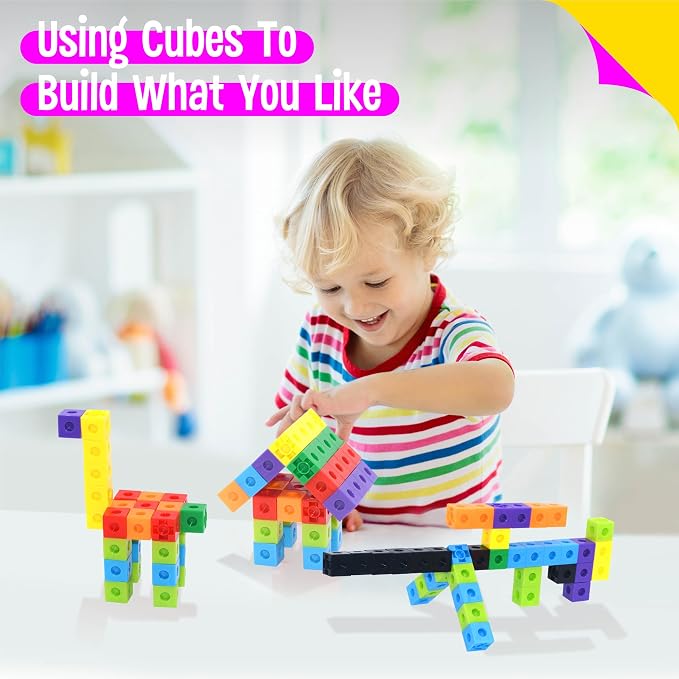 SpriteGru Math Linking Cubes, Set of 100 Math Cubes Manipulative Connecting and Counting Snap Blocks for Early Math and Construction, Educational Toy for Preschool, Kindergarten, Homeschool - Image 5