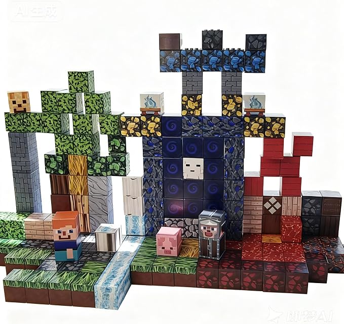 200PCS Magnetic Tiles Construction Building Blocks Fantasy Adventure Set with Volcano & Cave, STEM Educational Sensory Toys for Kids Ages 3-12, Learning Toys Gift for Boys Girls by Unknown