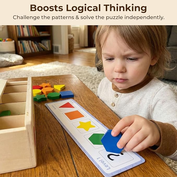 LovesTown 3-in-1 Wooden Shape Color Sorter Box with Logic Cards - Image 5