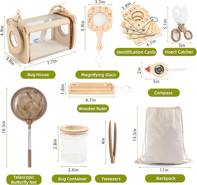 11Pcs Wooden Bug Catcher for Kids, Outdoor Explorer Bug Catching Kit - Image 7