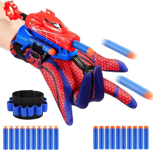 Superhero Web Shooters for Kids Age 8-12, Adjustable Wrist Launcher Slinging Toy Set with 20 Darts, Ideal Birthday for Boys & Girls Imaginative Role-Playing Costume Accessory