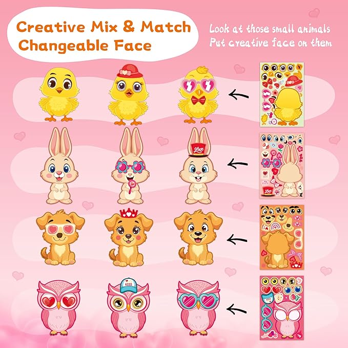 Valentines Stickers for Kids Toddlers 48 Sheets Valentines Day Gifts for Kids Classroom Party Favors Crafts Games Activities Birthday Party Dcorations Essentials Preschool Kindergarten