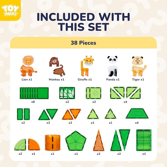 TOY Life Forest Animal Magnetic Tiles, 38-Piece STEM Set, Ages 3-8 - Image 7