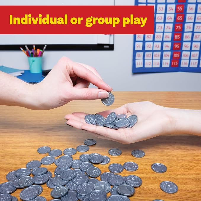 Learning Advantage Play Nickels, 100 Plastic Coins - Image 5