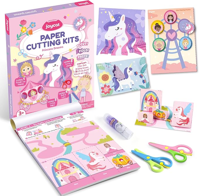 JoyCat Scissor Skills Activity Kit, Toddler Scissors Ages 3-5, Princess by JOYCAT