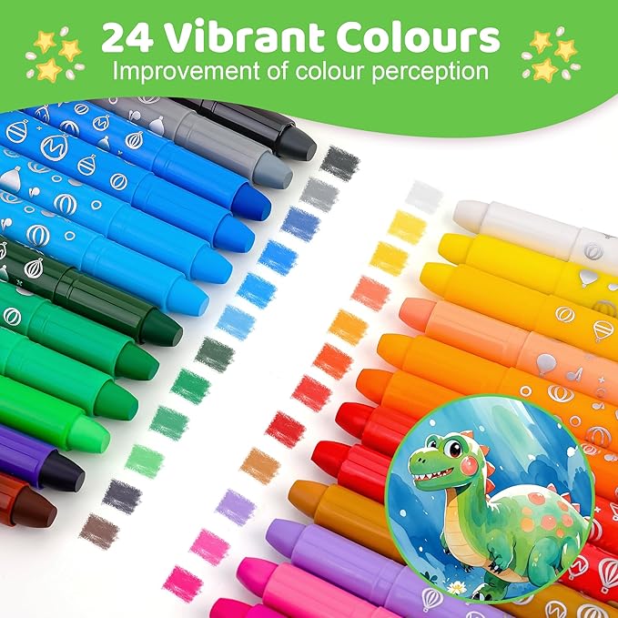 DreamCandy Twist Crayons for Toddlers,24 Colors Non Toxic Washable Crayons for Kids,Art Supplies Drawing Coloring Crayon Set,Gift for Boys and Girls,Back to School,Stocking Stuffers