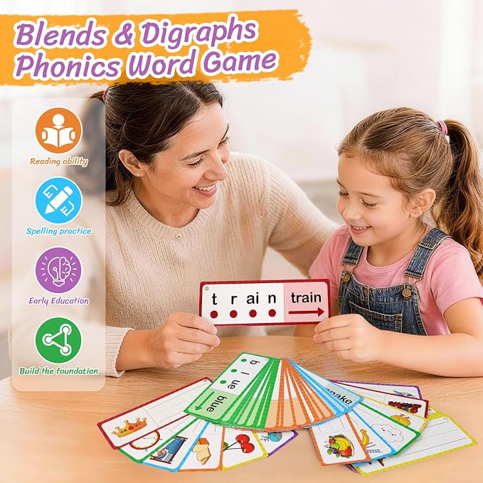 Blends & Digraphs Flash Cards for Kid, Phonics Sight Word Games for Toddler - Image 4