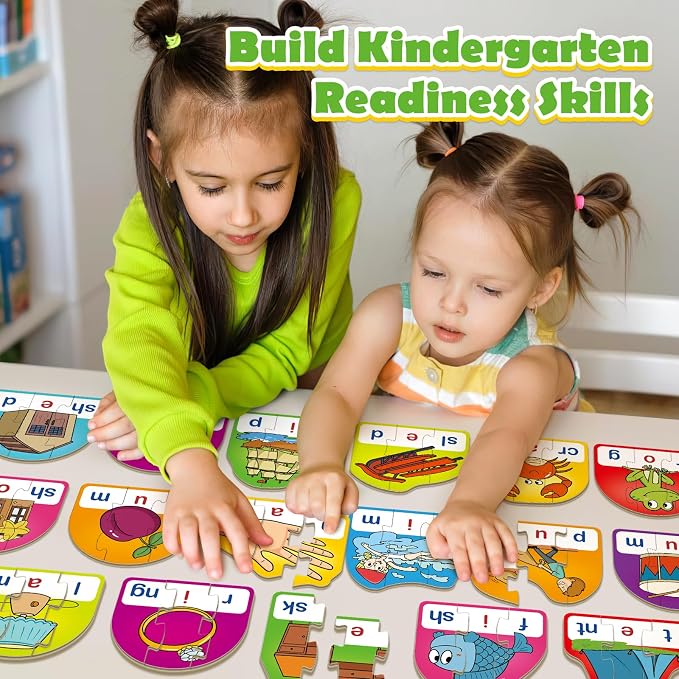CVCC & CCVC Puzzle Cards for Kids,Phonics Games,Speech Therapy Toys for Toddlers,4 Alphabet Letter Word Puzzle,Learning Reading Spelling Games,Preschool Kindergarten Classroom Must Haves - Image 3