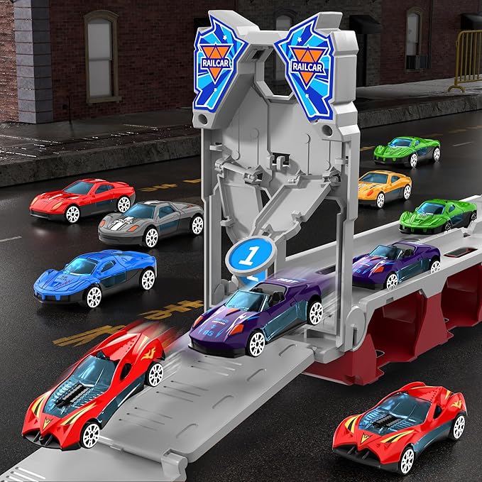 78-Inch Cars Trucks Toys for Toddler 1-3 2-4 3-5 4-7 Years Old Boys Kids, Transport Truck Toy with 24 Pcs Die-Cast Cars, Toys Gifts for 3 4 5 6 Year Old Boy, Toddler Boy Toy Ages 3-5 4-7
