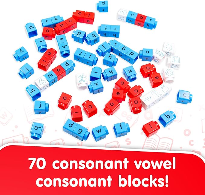 Junior Learning Rainbow Phonics CVC Blox - 70 Piece Color-Coded Cubes Set - Image 2