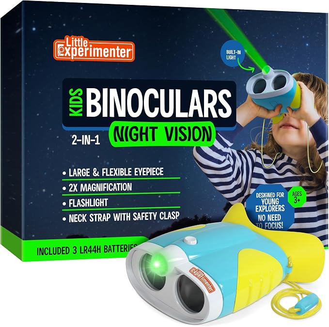 Little Experimenter Night Vision Binoculars for Kids, Flashlight, Ages 3-6 by LittleExperimenter