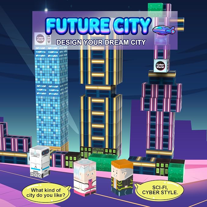 Magnetic Building Blocks for Kids Ages 3 4 5 6 7 8 9 10, 90 PCS Pixel Style Magnet Cubes, STEM Building Toy with Strong Magnetic, Creative Gift for Boys and Girls(0.8 Inch) - Image 2