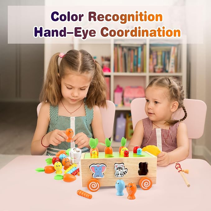 Montessori Wooden Pull Along Toy, Shape Sorting Educational Game for Toddlers 1-3 Years Old. Perfect First Birthday Gift for Baby Boys Girls, Preschool Learning Toy Develops Fine Motor Skills - Image 5