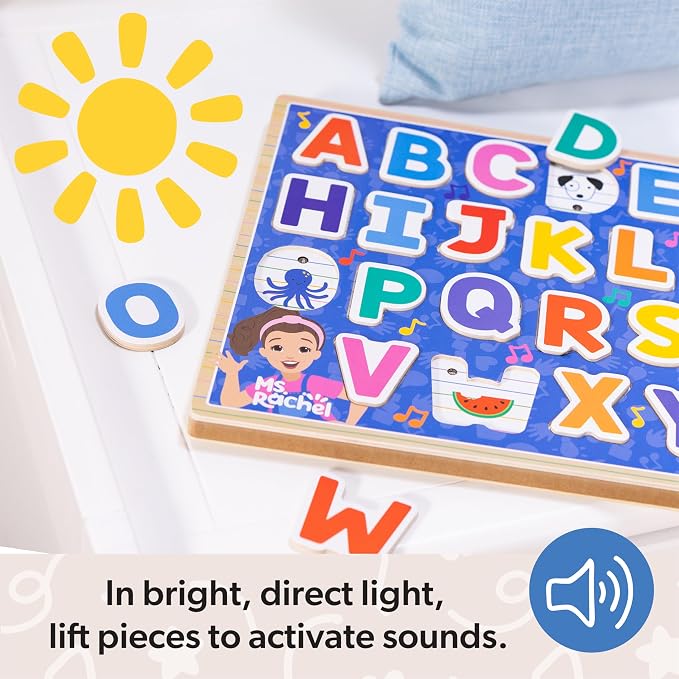 Melissa & Doug® Ms. Rachel™ Wooden Phonics Alphabet Sound Puzzle with Light-Activated Sound Effects, 26-Piece Toddler Toys for Boys and Girls Ages 2+ Years - FSC Certified - Image 2