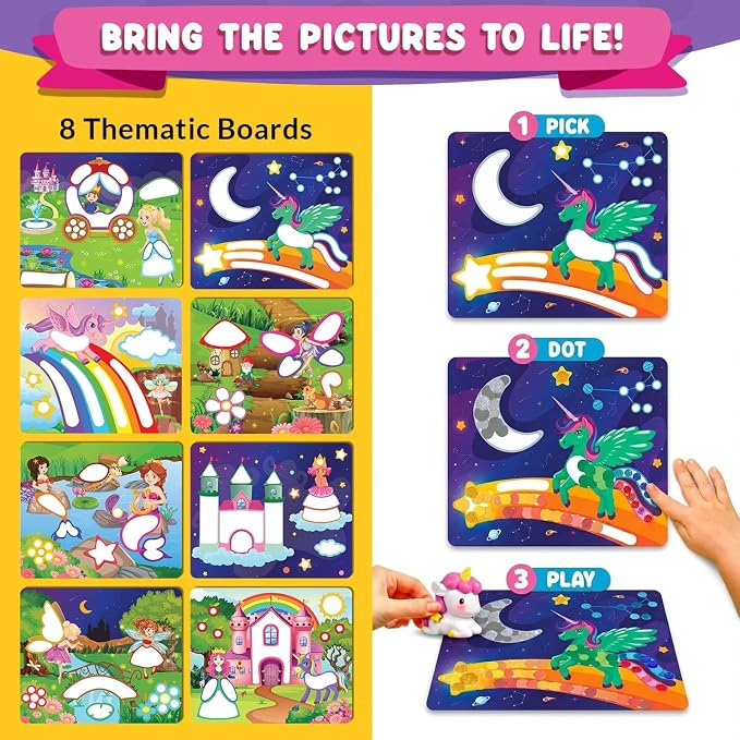 Chalkola Dots of Fun, 8 Washable Dot Markers + Dot Art Sticker Activity Kit - Image 7