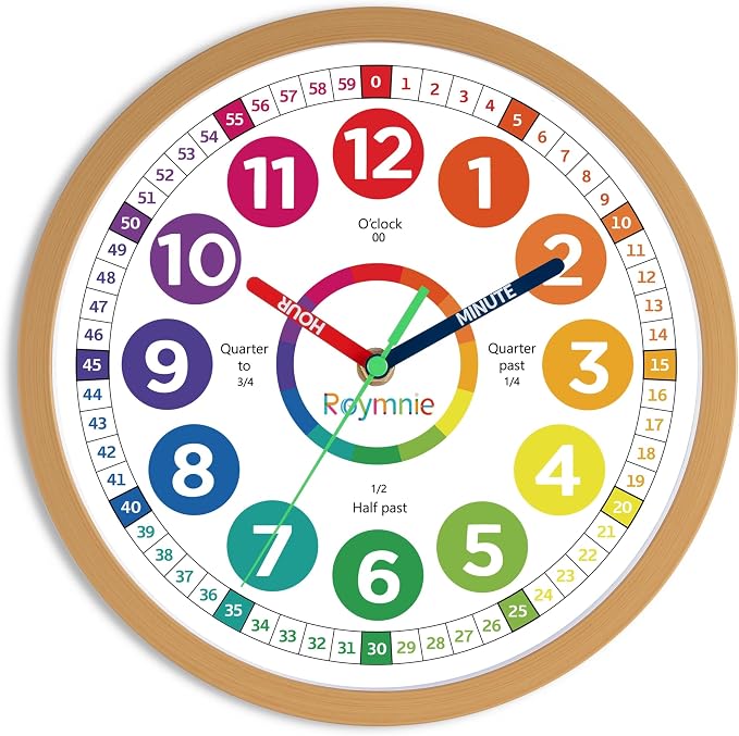 Roymnie Wall Clock for Kids Learning Battery Operated Teaching Silent 8" by Unknown