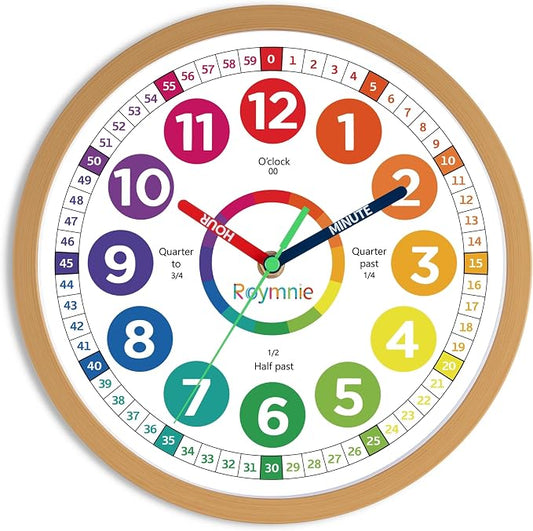 Roymnie Wall Clock for Kids Learning Battery Operated Teaching Silent 8" by Unknown