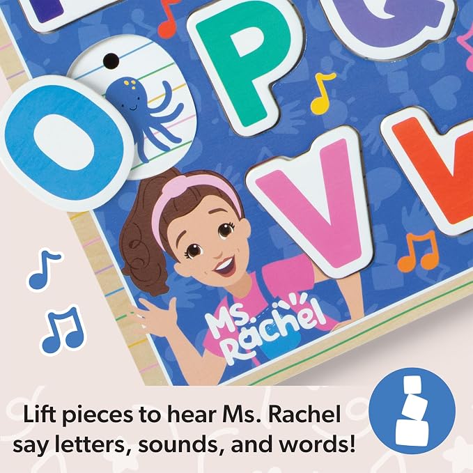 Melissa & Doug® Ms. Rachel™ Wooden Phonics Alphabet Sound Puzzle with Light-Activated Sound Effects, 26-Piece Toddler Toys for Boys and Girls Ages 2+ Years - FSC Certified - Image 8