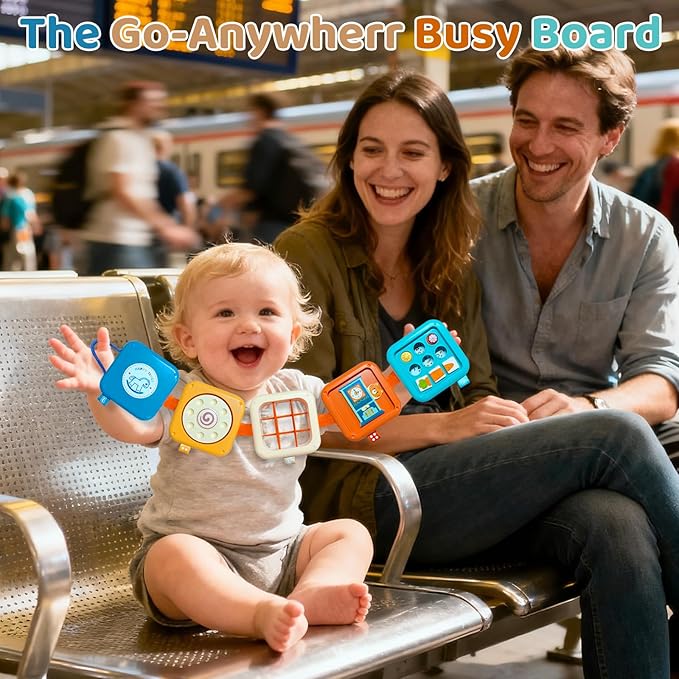 Montessori Toys for Baby 6-12 Months: Sensory Activity Cube with Fine Motor Skills - Travel Busy Board Busy Cube Gifts for 1 Year Old Boy Girl