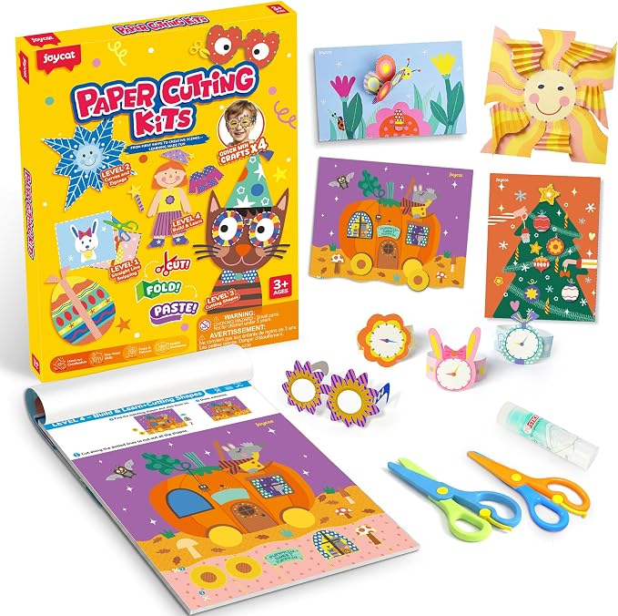 JoyCat Scissor Skills Activity Kit, Toddler Scissors Ages 3-5, Holiday by JOYCAT