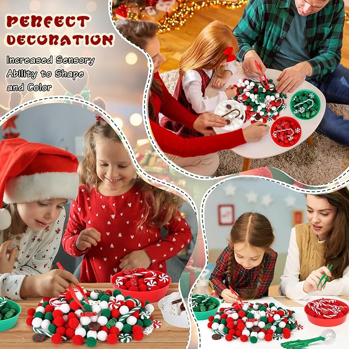 136 Pcs Christmas Sensory Bin Items Candy Cane Counting Sorting Sensory Bin Filler Fine Motor Toys Candy Cane Counts for Kids Xmas Counting Toys for Preschool Education Activities - Image 5