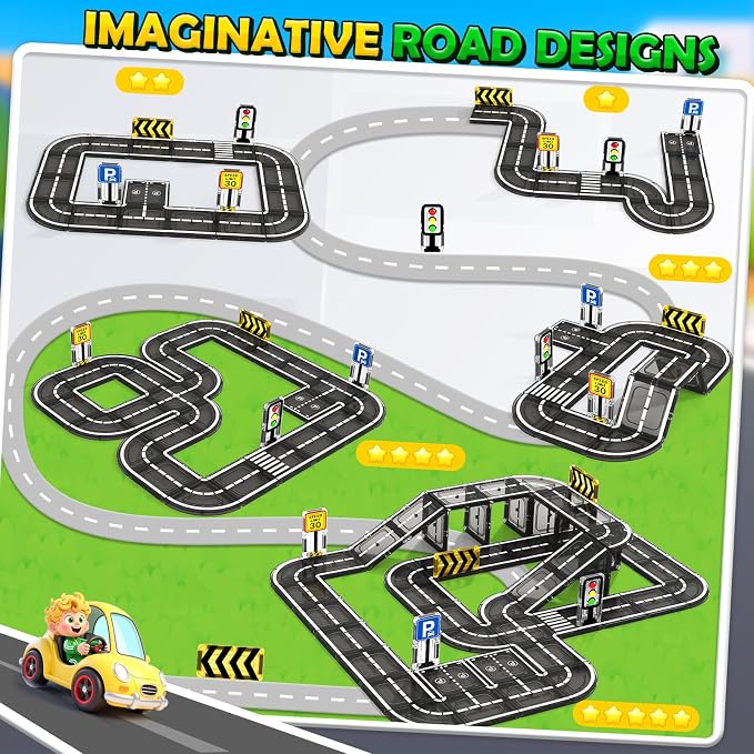 Magnetic Tiles Road Toddler Toys, Magnet Building Blocks for Kids Ages 3-5 4-8, STEM Learning Construction Toys Games, Ideal Gifts for 3+ Year Old Boys Girls - Image 2