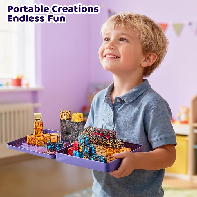 49PCS Magnetic Blocks with Iron Storage Box, Magnetic Cubes Tiles - Image 6